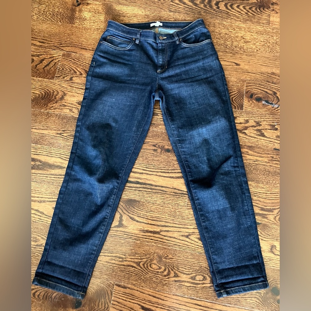 Eileen Fisher Organic Cotton Dark Mid Rise Stretch Denim Jeans Size 6